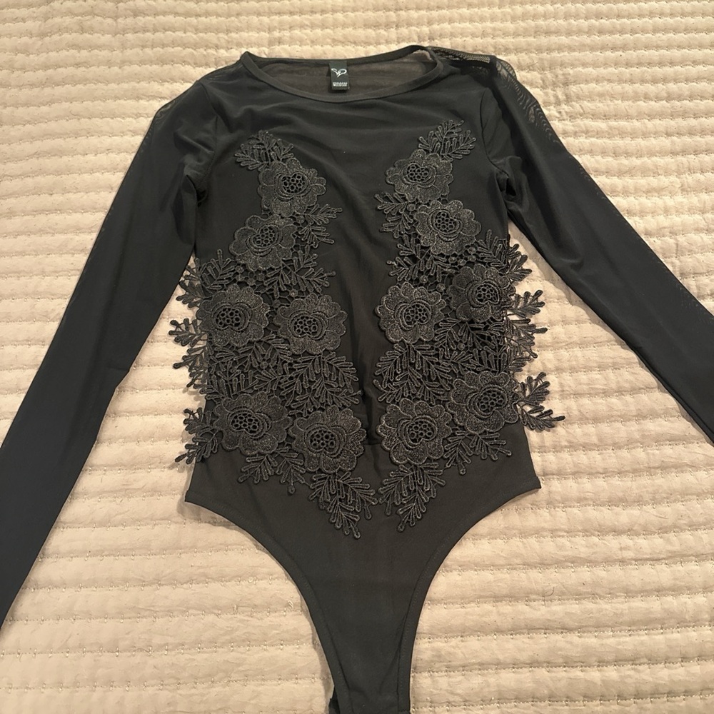 Windsor Black Lace Floral Bodysuit